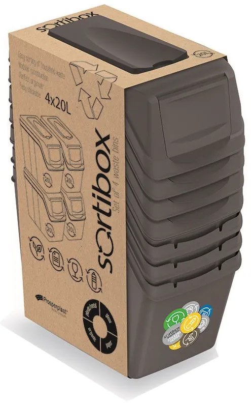 Odpadkový kôš na triedený odpad (4 ks) ISWB20S4 20 l - antracit