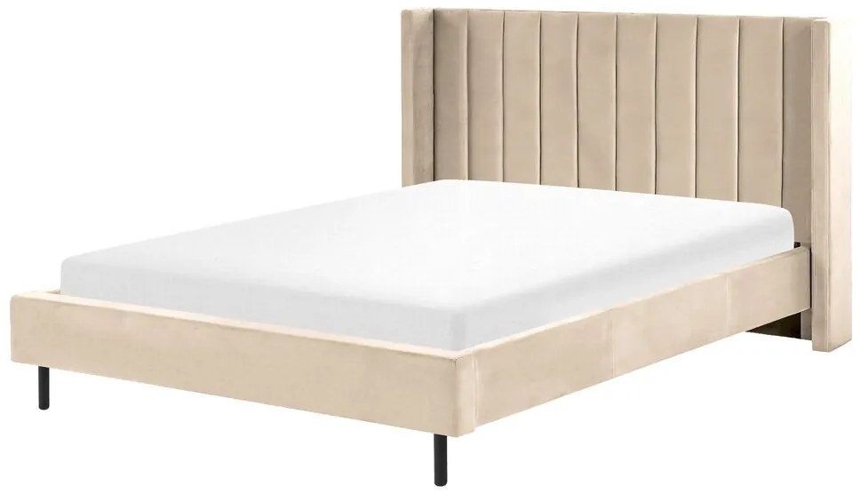 Zamatová posteľ 160 x 200 cm béžová VILLETTE Beliani