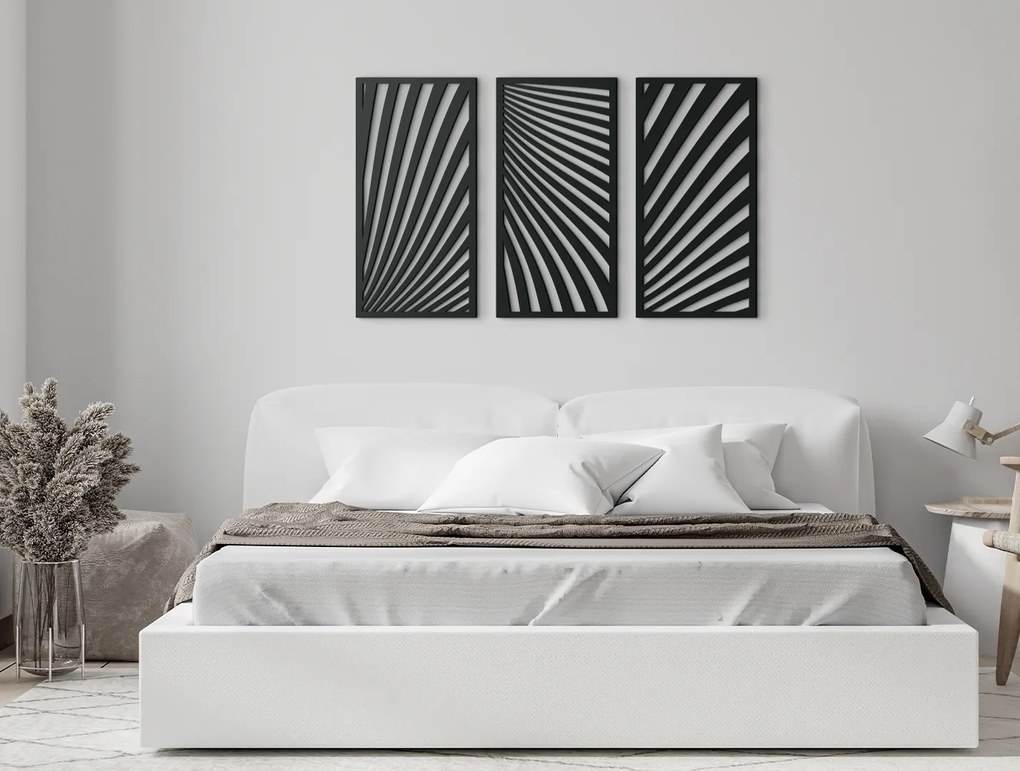 drevko 3-dielny obraz z dreva Zebrí motív Rozmer obrazu: 39 x 65 cm, Farba dekorácie: Čierna