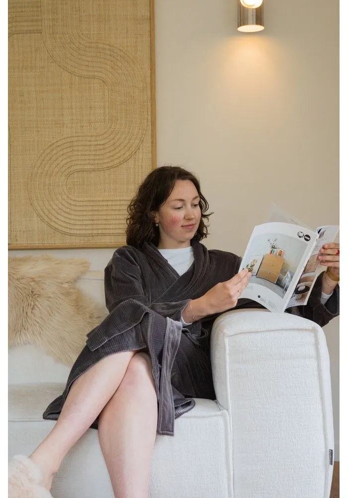 Sivý župan z mikroplyšu veľkosť S/M Elena – Tiseco Home Studio