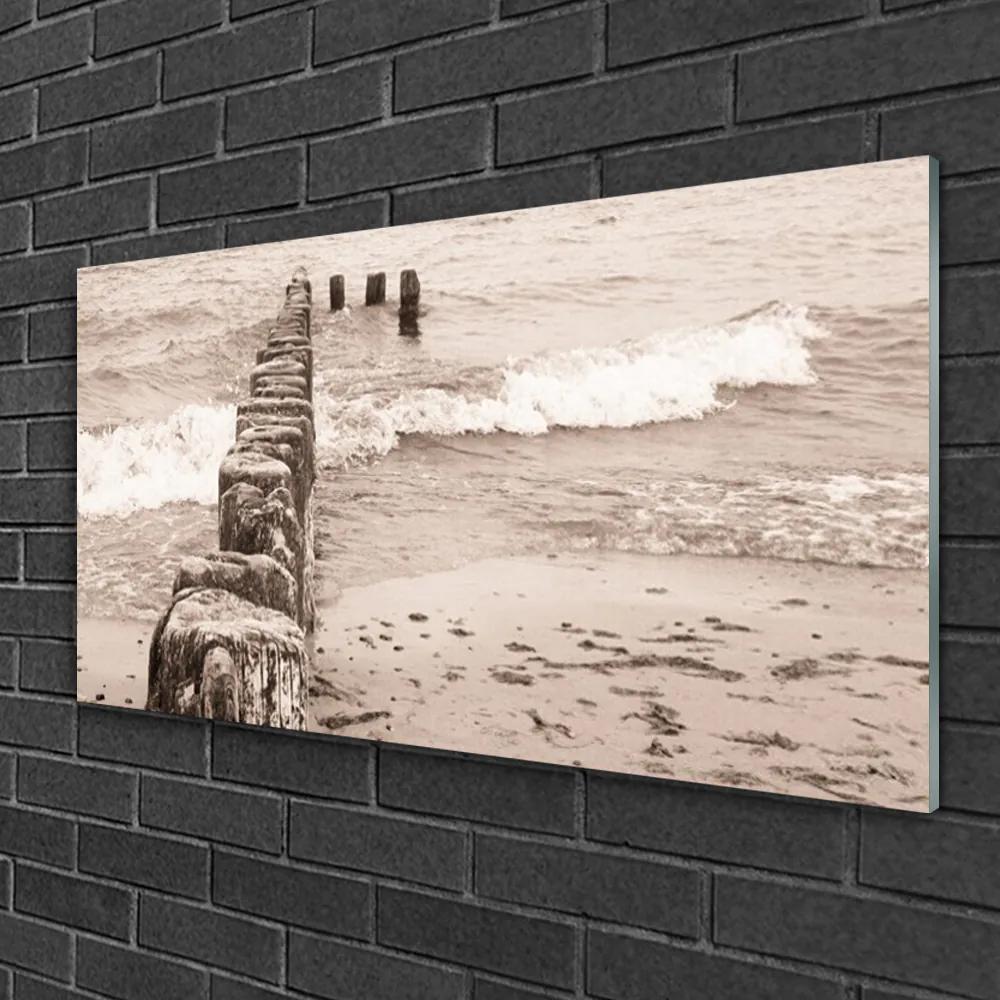 Obraz na skle More pláž architektúra 120x60 cm