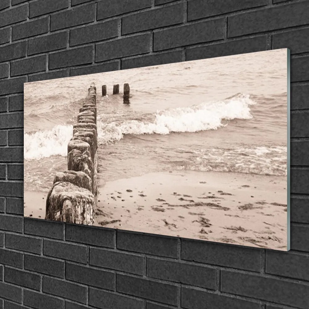 Obraz na skle More pláž architektúra 140x70 cm