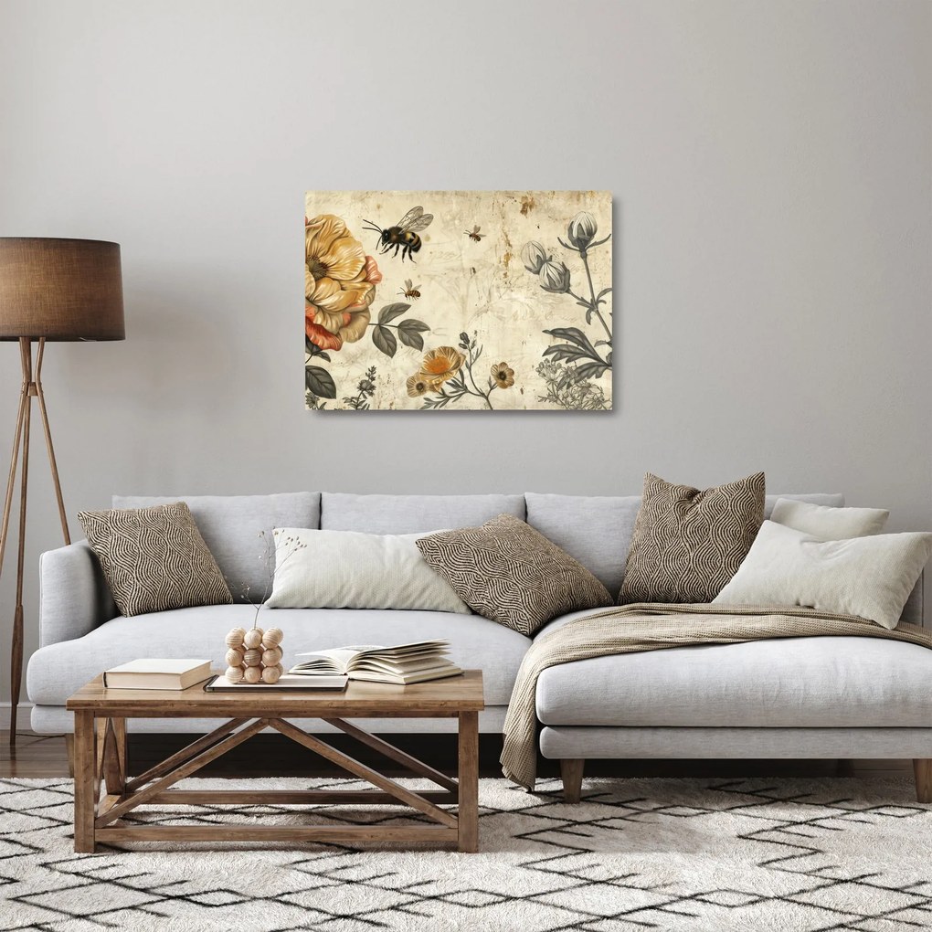 Sklenený obraz - Včelia lúka (70x50 cm)