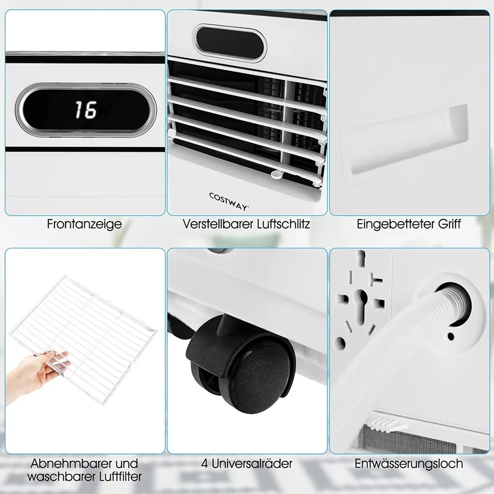 4 v 1 klimatizácia Chladenie & Ventilácia & Odvlhčovanie Prenosná klimatizácia s diaľkovým ovládaním 9000 BTU pre 30㎡