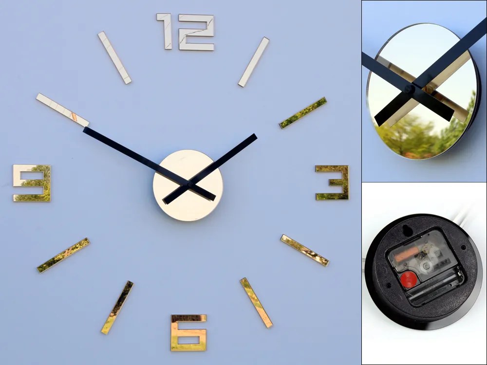 Moderné nástenné hodiny ARABIC GOLD-MIRROR HMCNH056-goldmirror