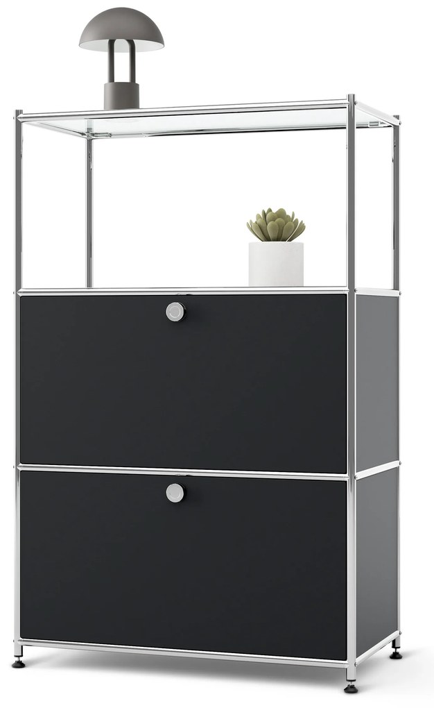 Kovová komoda »CN3« s 2 výklopnými priehradkami, čierna