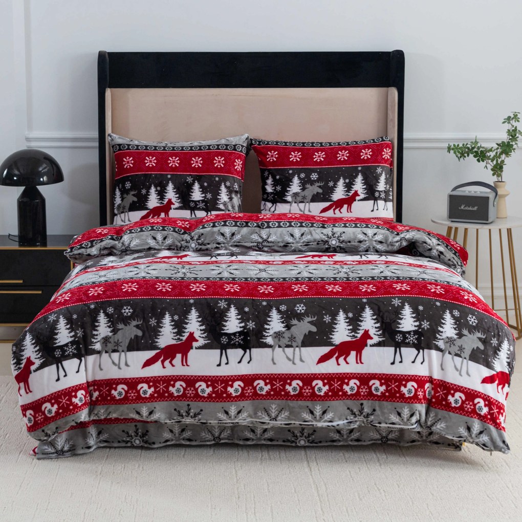 Mikroplyšové obliečky SNOWY FOREST sivé Rozmer obliečky: 2 ks 70 x 90 cm | 200 x 220 cm