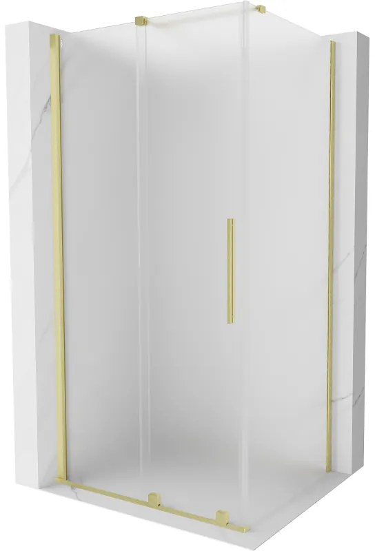 Mexen Velar, sprchový kút s posuvnými dverami 150 x 100 cm, 8mm sklo námraza, zlatá matná, 871-150-100-31-55