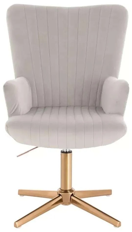 LuxuryForm DESIGN Kreslo AMADEO VELUR na zlatom kríži - svetlo šedá
