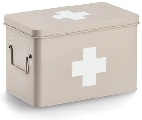 Lekárnička, kovový box na lieky, 2v1, béžová, MEDICINE XL 32x20x20
