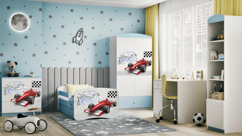 Detská posteľ Babydreams formula 1 modrá