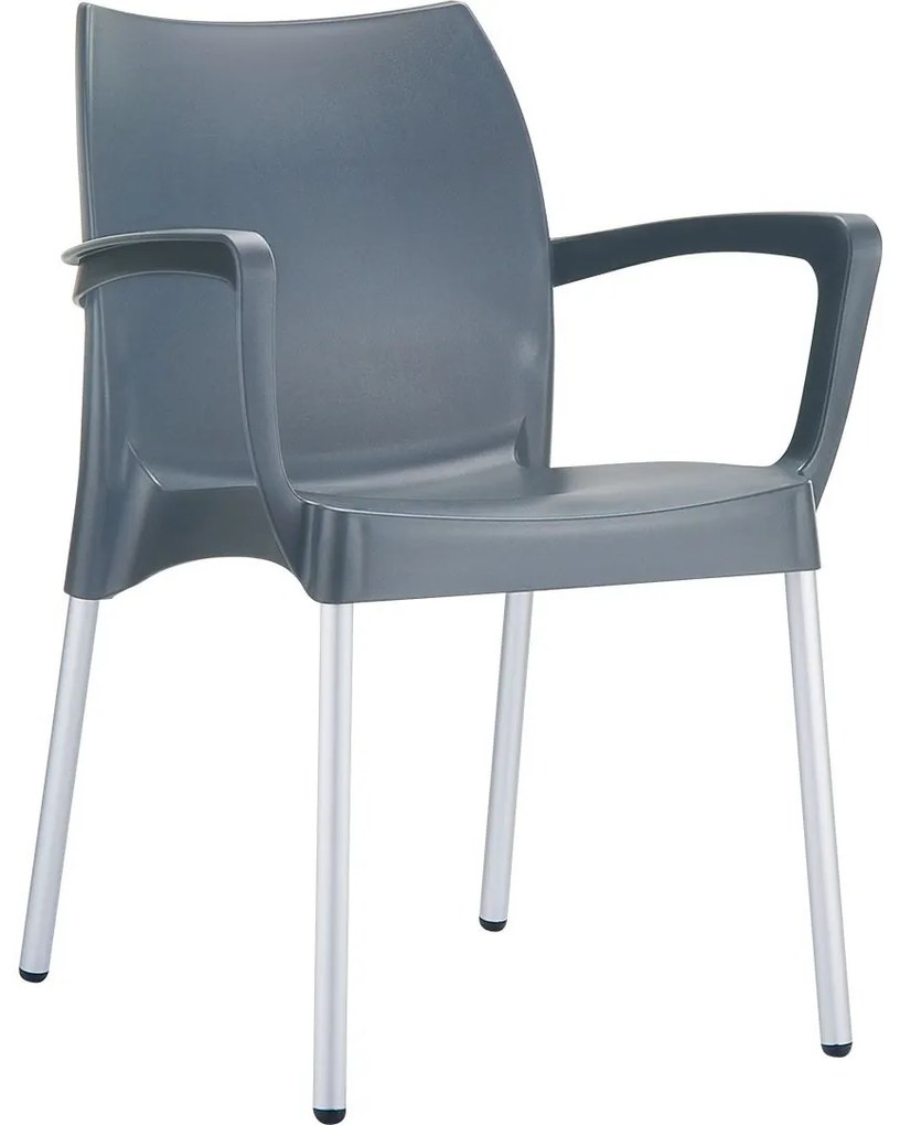 DOLCE záhradná stolička s podrúčkami dark grey
