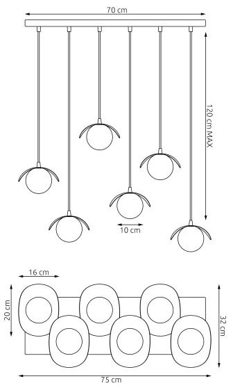 Luster na lankách RITUAL 6xG9/8W/230V čierna