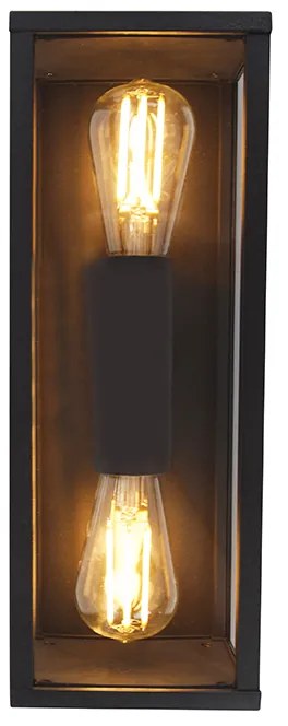 Inteligentné nástenné svietidlo čierne 38 cm 2-svetlá IP44 Vrátane Wifi ST64 - Charlois