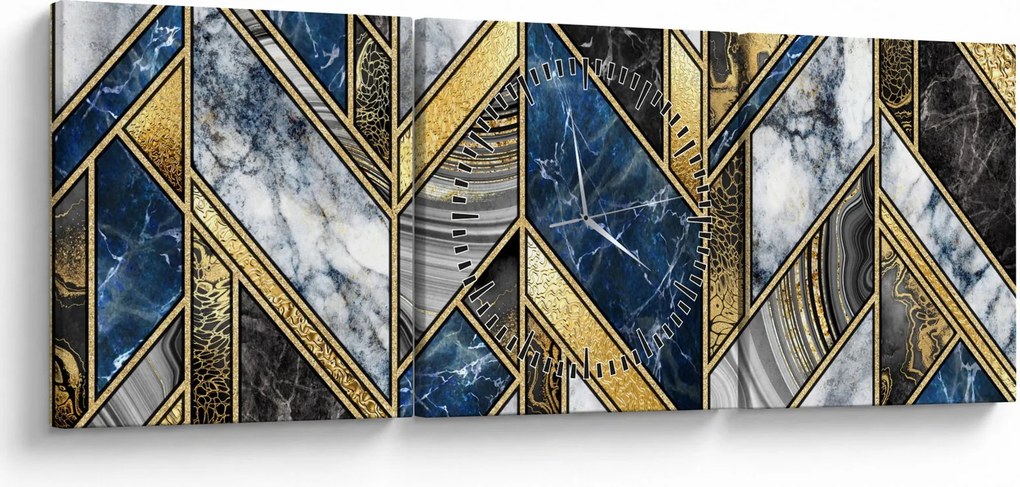 Obraz umelecké abstrakcie (s hodinami) (90x30 cm)