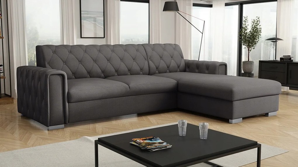 Rohová sedacia súprava Nazit (sivočierna)