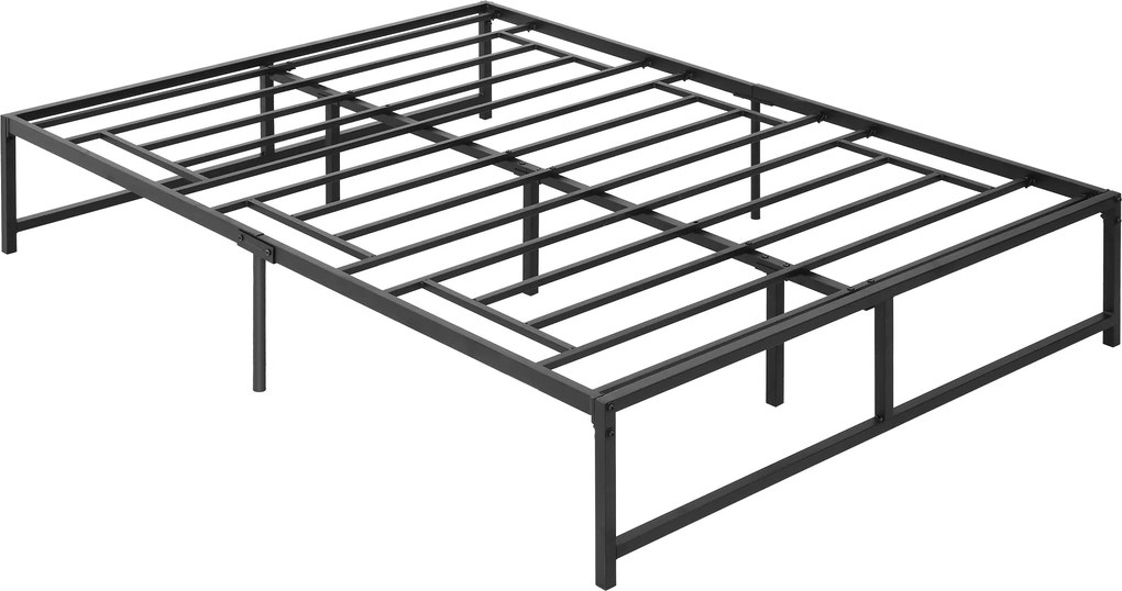 HOMCOM Dvojlôžkový Rám Postele 135x190 cm s 35 cm Nohami - Manželský Rám Postele s Čiernym Úložným Priestorom Pod | Aosom