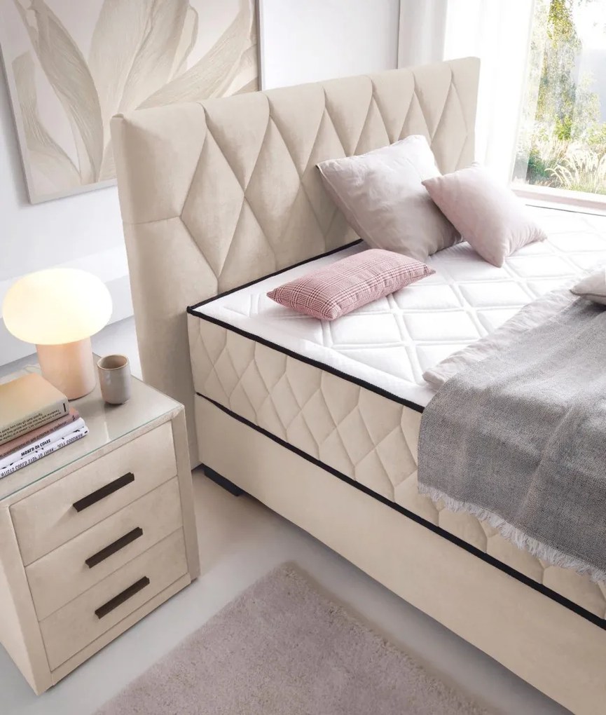 Posteľ Reve 160x200 cm, krémová látka