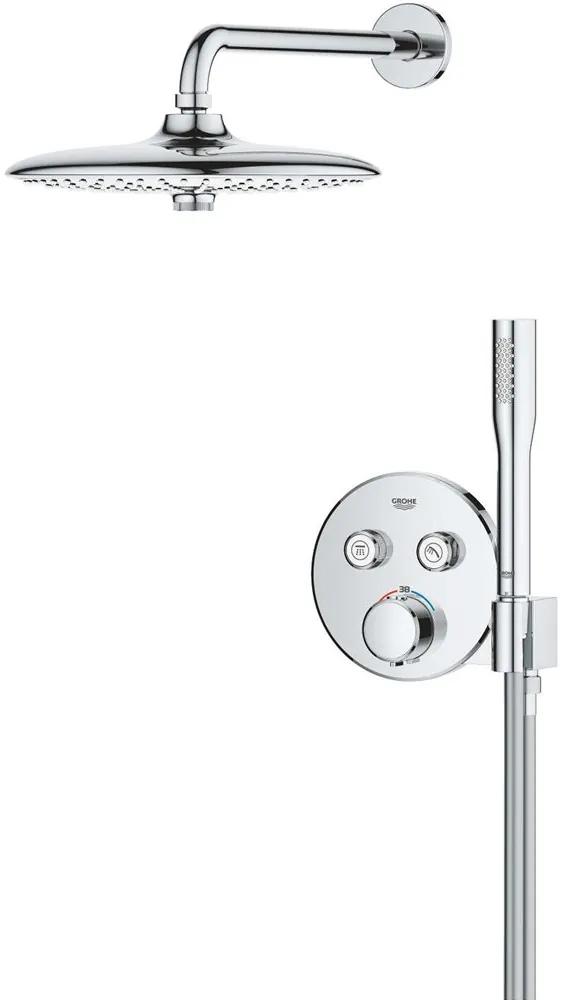 GROHE Precision SmartControl sprchový systém pod omietku s termostatom, horná sprcha 3jet EcoJoy priemer 260 mm, tyčová ručná sprcha 1jet, chróm, 34878000
