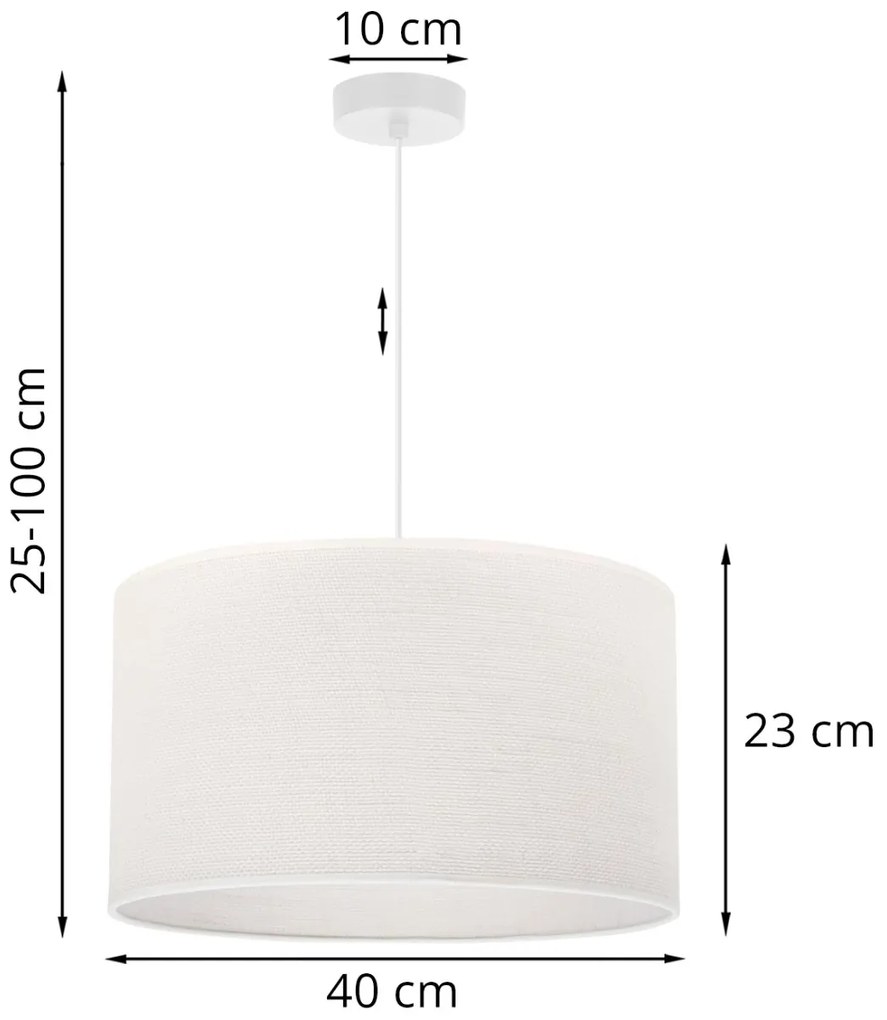 Závesné svietidlo Juta, 1x biele jutové tienidlo, (fi 40cm), w
