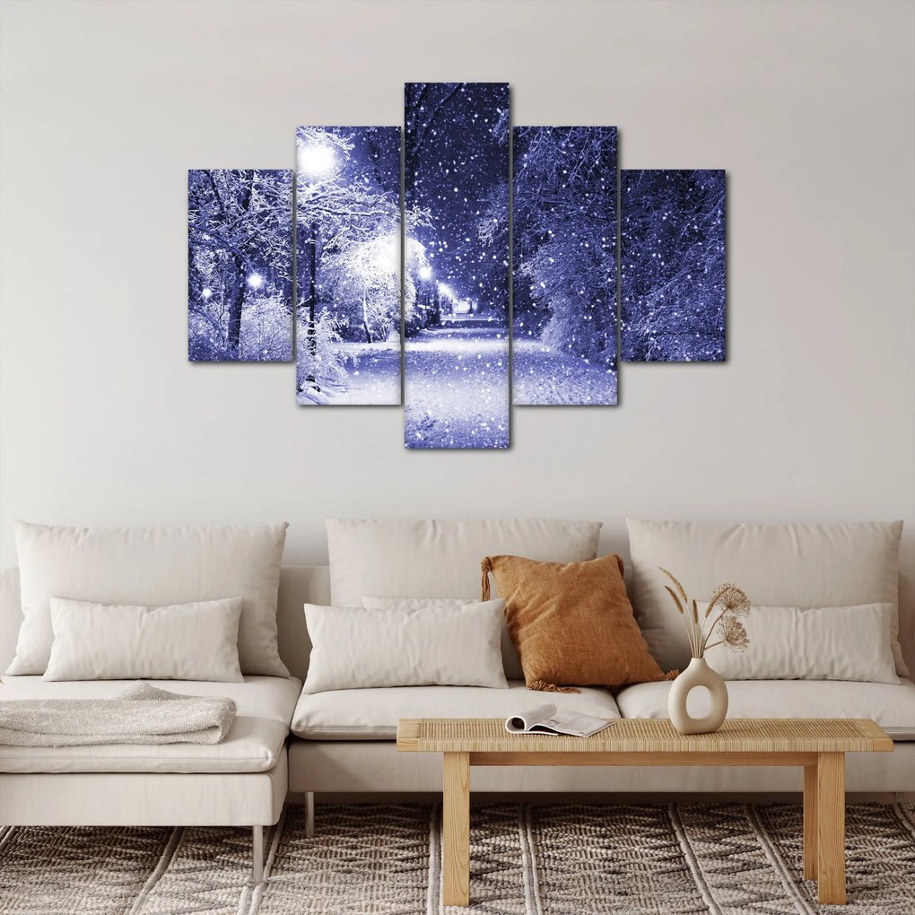 Obraz - Čarovná zimná noc (150x105 cm)