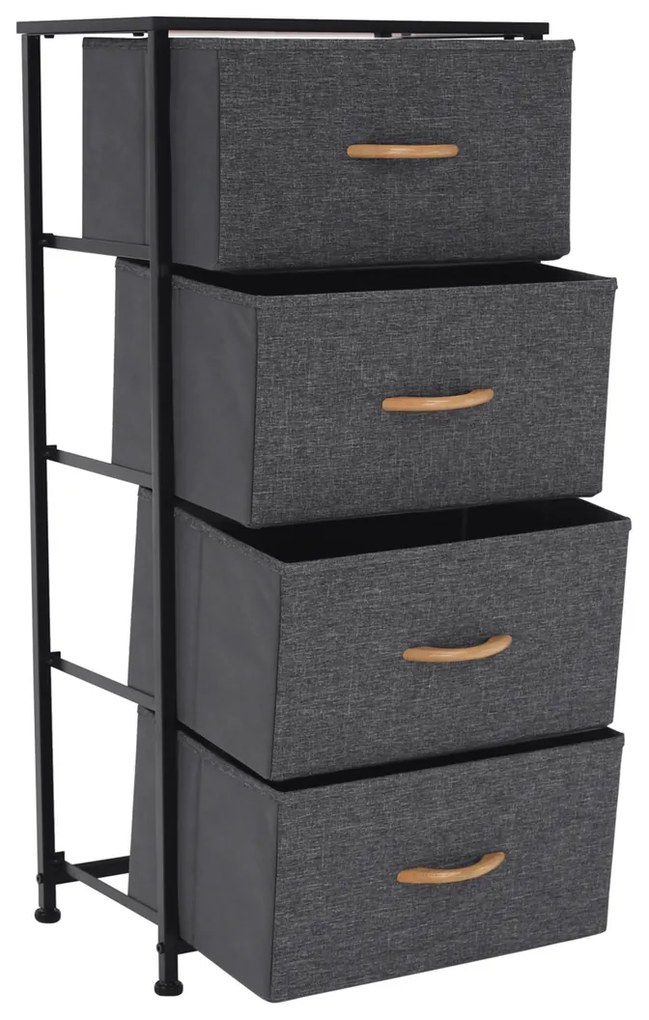 Komoda PALMERA s látkovými zásuvkami, čierna