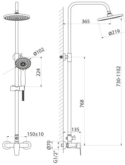 Aqualine - Sprchová sada LOTTA lesklý chróm