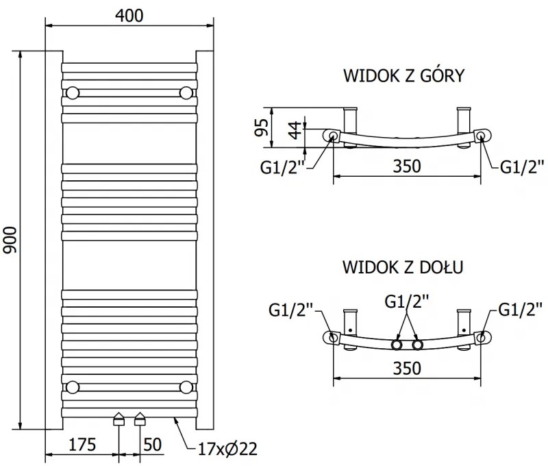 Mexen Ares, elektrické vykurovacie teleso 900 x 400 mm, 300 W, chrómová, W102-0900-400-2300-01