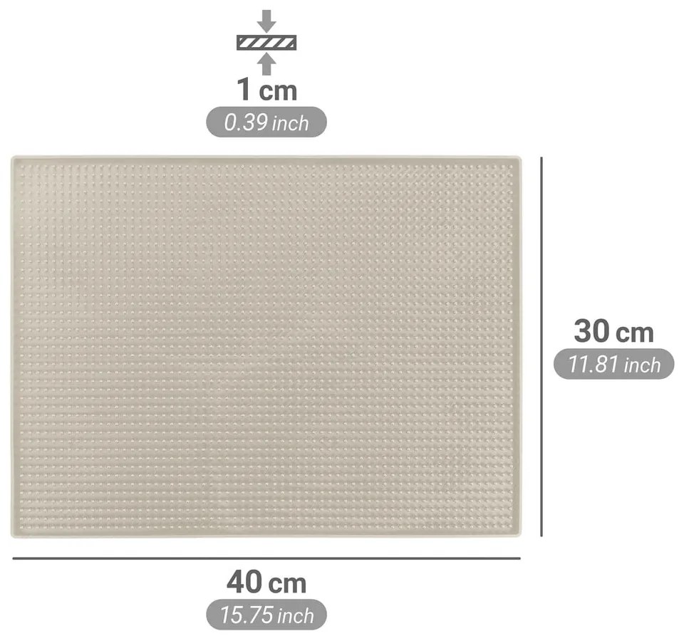 Béžová gumová odkvapkávacia podložka na riad 40x30 cm Maxi – Wenko