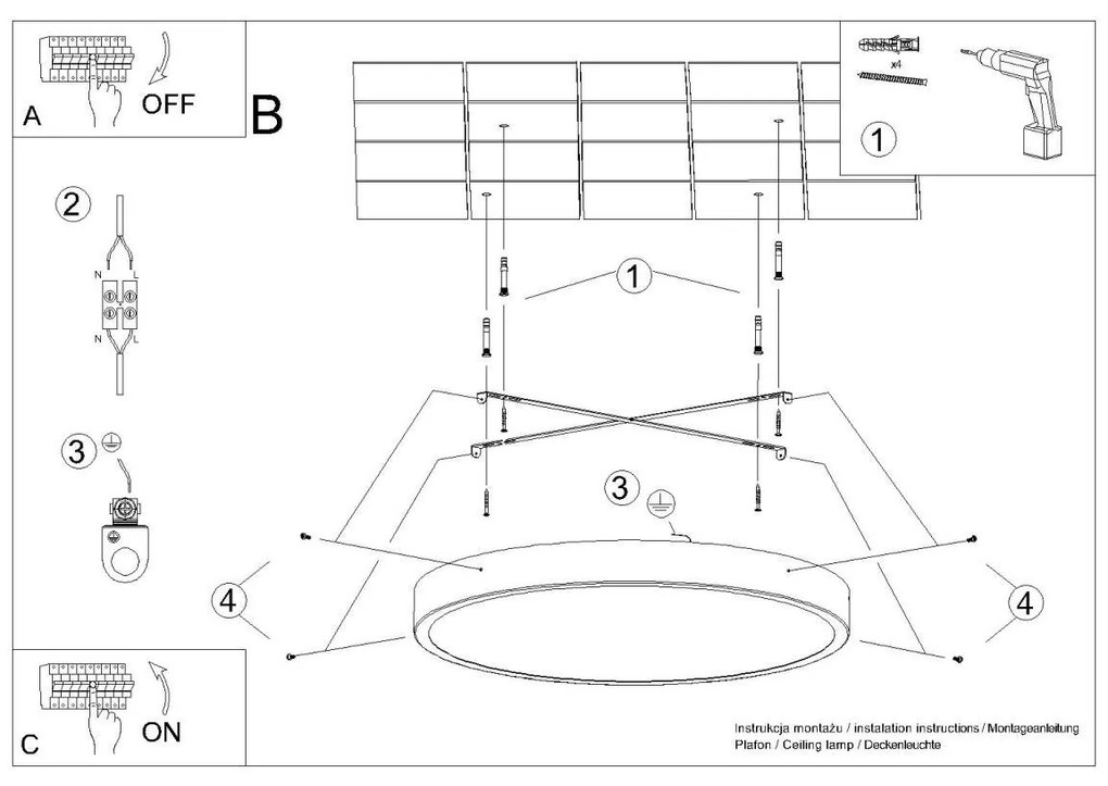 Stropné LED svietidlo Onyx 40, 1x LED 23w, 3000k, b