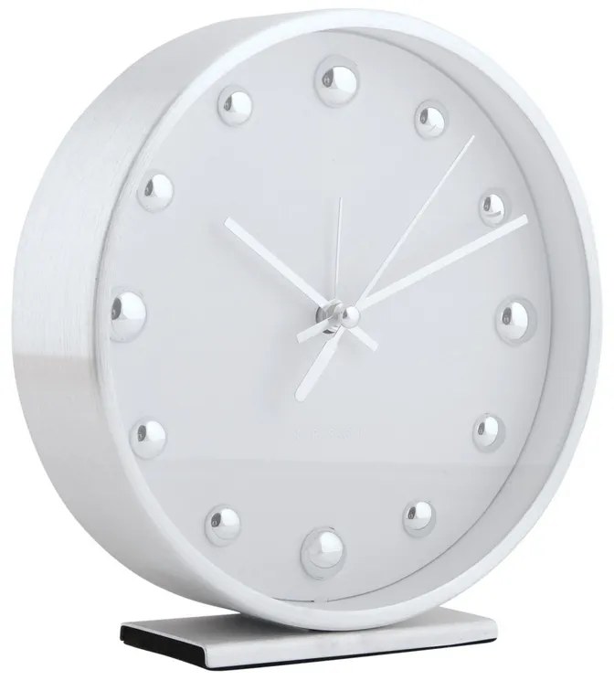 Karlsson 5970WH dizajnové stolové hodiny/budíkbiela, priemer  16 cm
