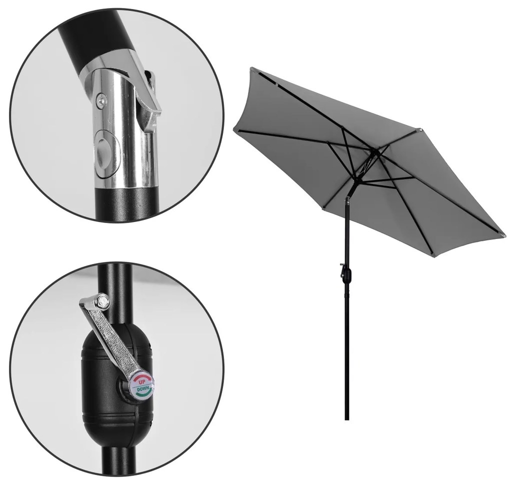 Záhradný slnečník Alissa 270 cm sivý