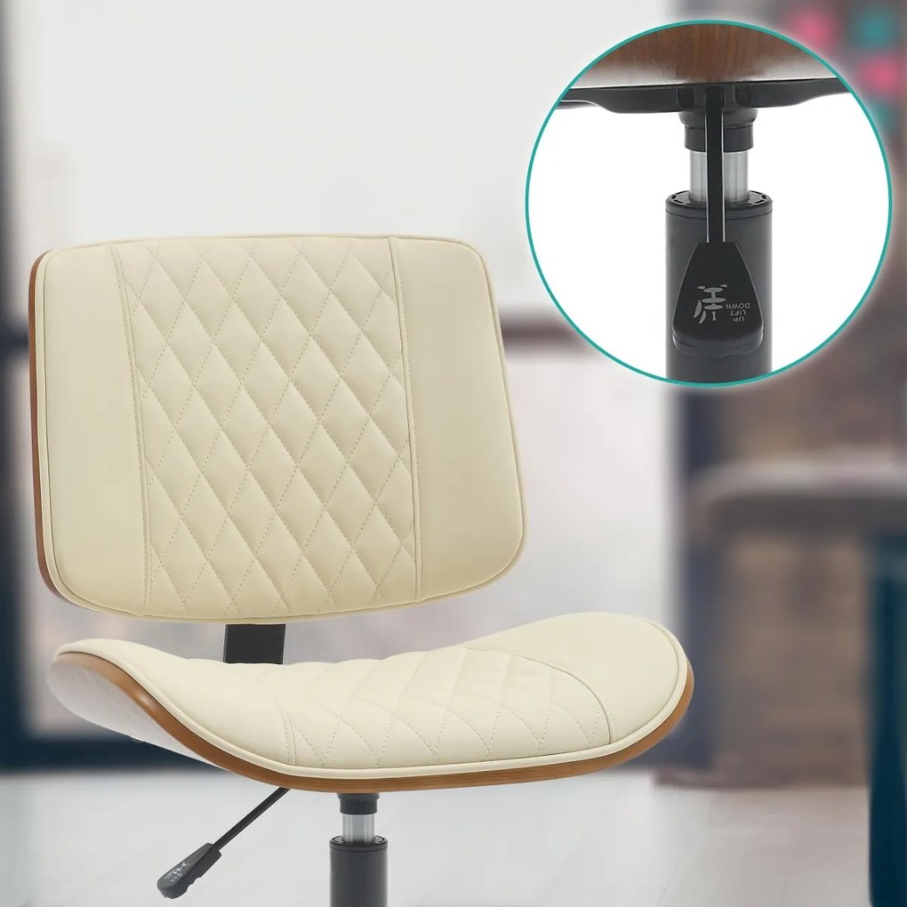 Design-Shop Kancelárska stolička Plover koženka - Orech / Krémová