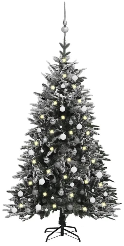 Umelý vianočný stromček s LED, sadou gúľ a snehom 180cm PVC+PE 3077929