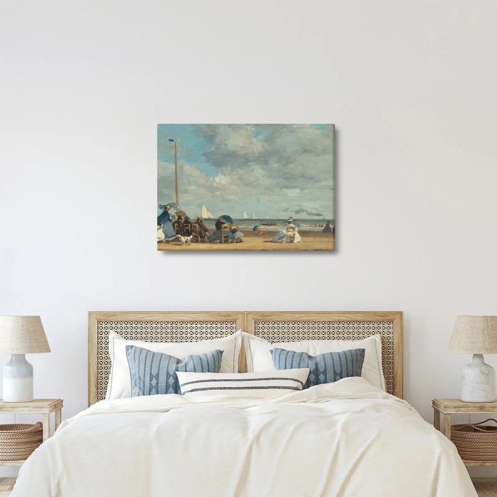 Obraz - Eugène Boudin, Beach at Trouville, reprodukcia (70x50 cm)