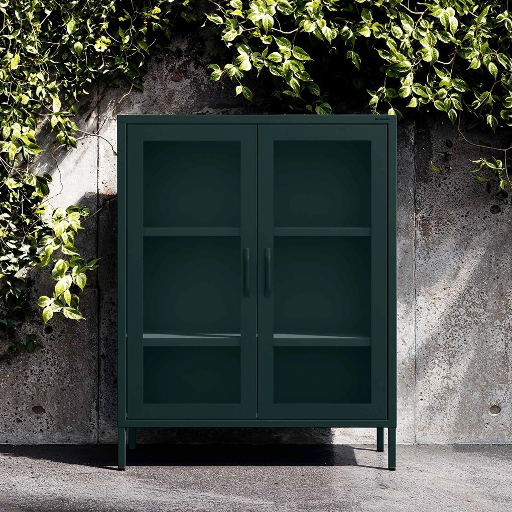 Vitrína GINA, 800 x 1015 x 400 mm, Modern: fľaškovo zelená farba