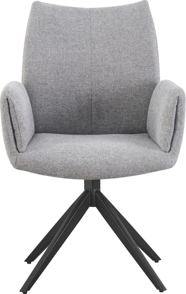 Otočná jedálenská stolička s podrúčkami Kassandra, holubia šedá tkanina