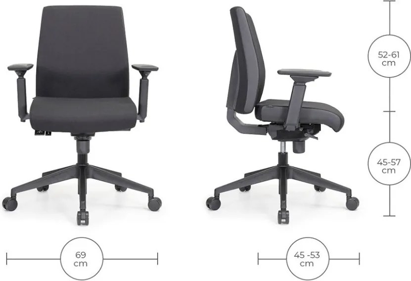 Ergonomická kancelárska stolička MOSH Elite T3 – čierna