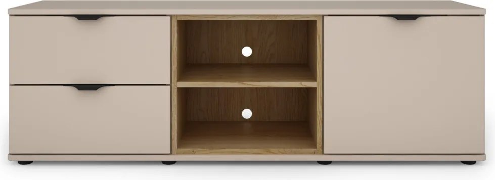 TV skrinka so zásuvkami Avola, 140 cm, béžová kašmír/dub cremona