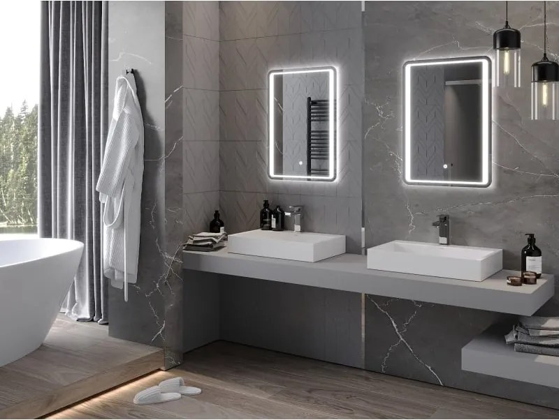 Mexen Zusa podsvietené kúpeľňové zrkadlo 50 x 70 cm, LED 6000K, proti zahmlievaniu - 9808-050-070-611-00