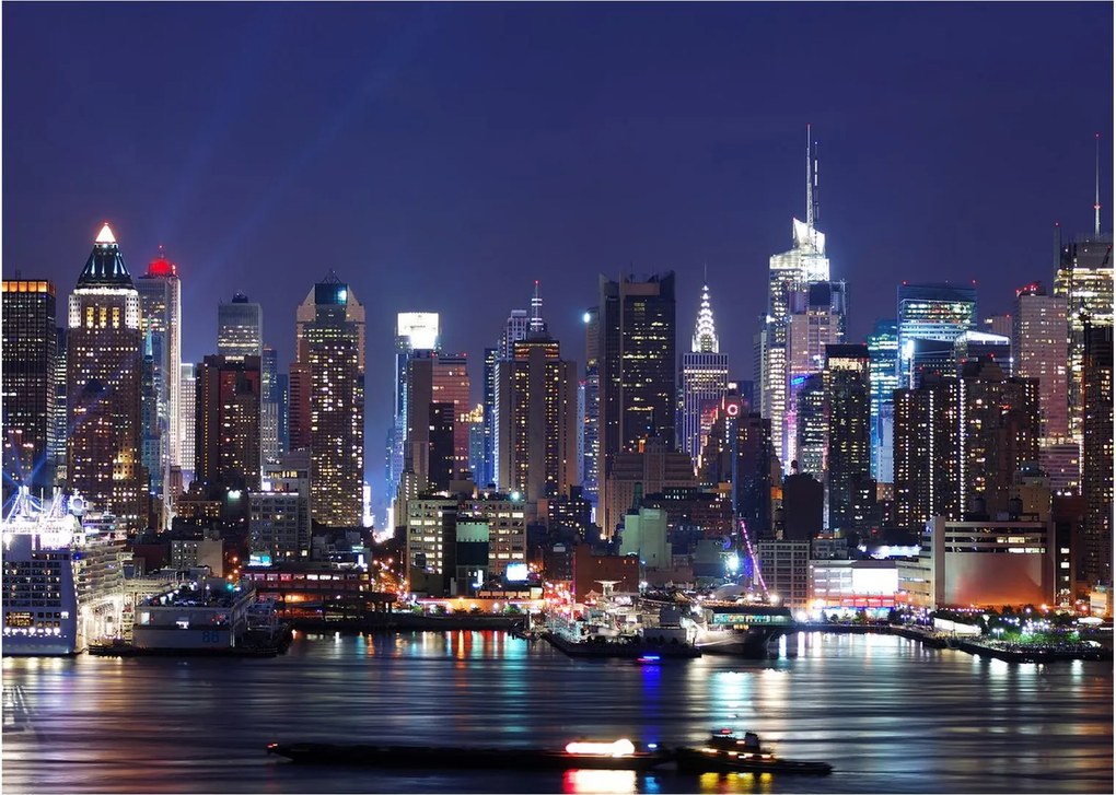Sklenený obraz - Osvetlené New Yorské mrakodrapy (70x50 cm)