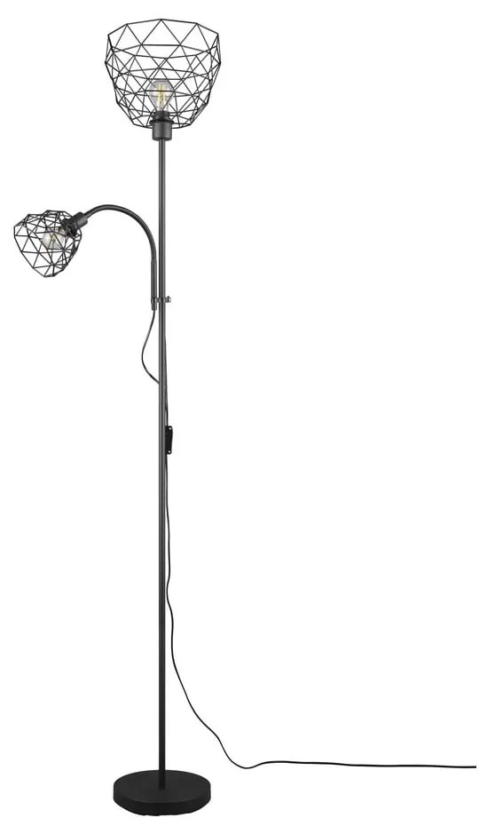 Čierna stojacia lampa s kovovým tienidlom (výška 180 cm) Haval – Trio