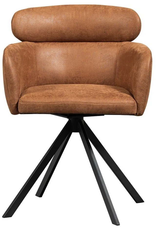 Koňakovohnedé čalúnené jedálenské kreslo s podrúčkami Fenne – WOOOD