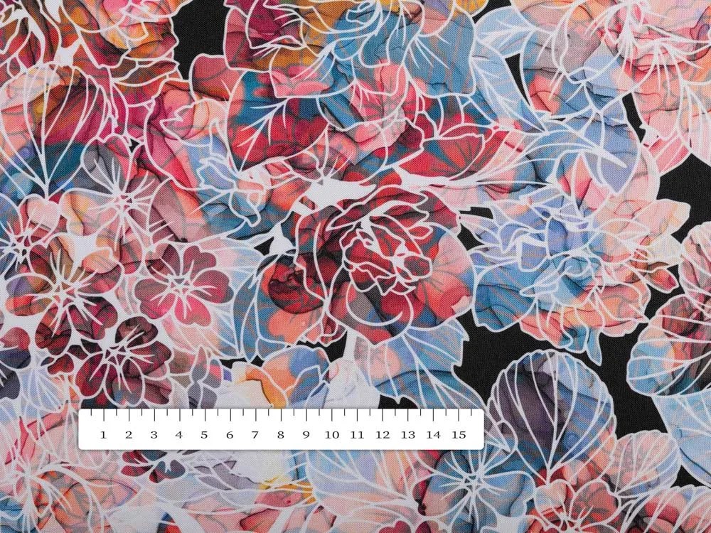 Biante Dekoračná obliečka na vankúš Rongo RGP-503 Červeno-modré kvety 50 x 60 cm