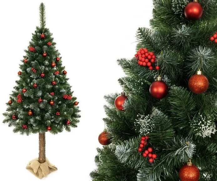 LEAN TOYS Vianočný stromček 3D na pníku z umelej diamantovej borovice 180 cm Snehové trblietky