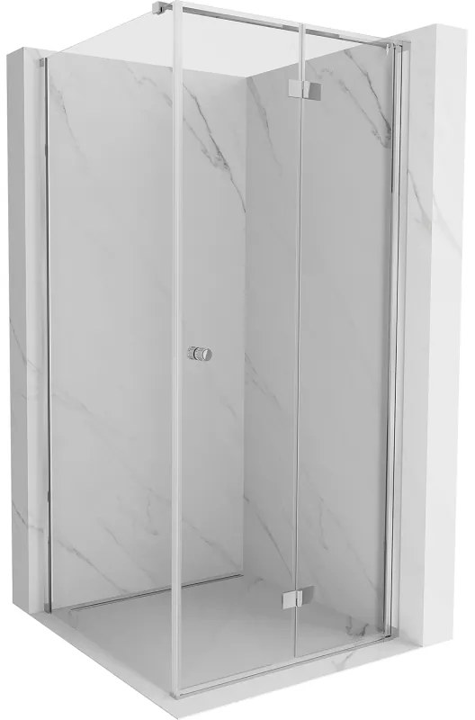 Mexen Mist-F T, 1-krídlový skladací sprchový kút pravý 110 x 110 cm, číre sklo, chrómový profil, 8A6T-110-110-01-00-P