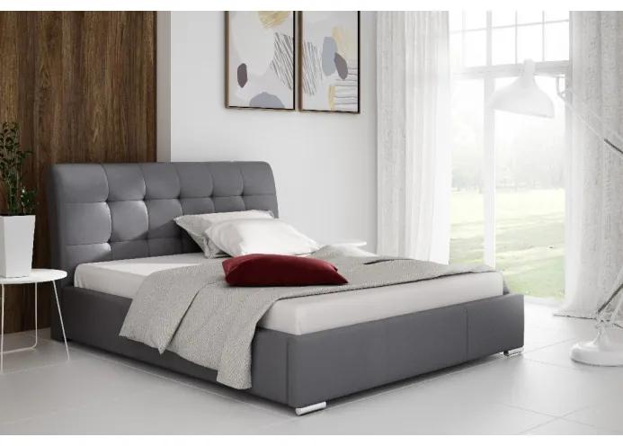 Moderná čalúnená posteľ Evelyn s úložným priestororm šedá eko koža 160 x 200
