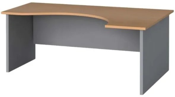 Rohový kancelársky pracovný stôl PRIMO FLEXI, zaoblený 180x120 cm, sivá / wenge, pravý