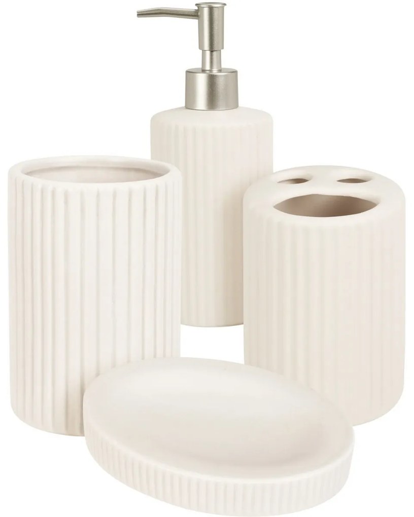 Kúpeľňová súprava Stripes, 4 ks, biela
