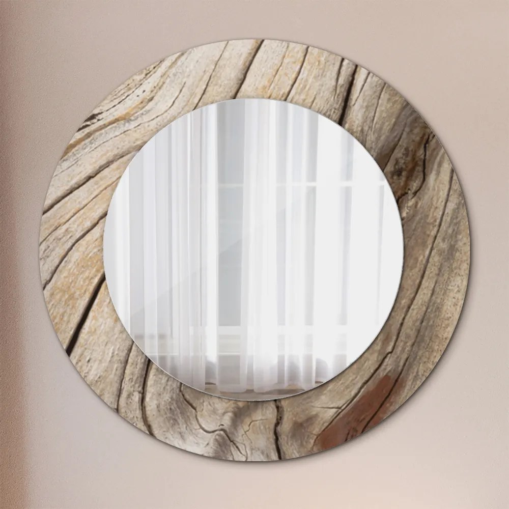 Popraskané drevo Okrúhle dekoračné zrkadlo na stenu